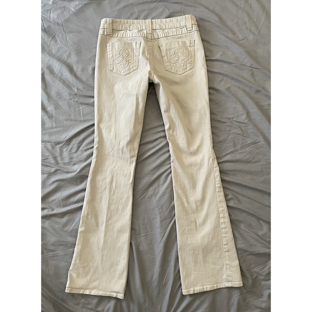 Bebe Jeans Womens 30 Kayla Chained Embroidered Flared Gray - Picture 2 of 12